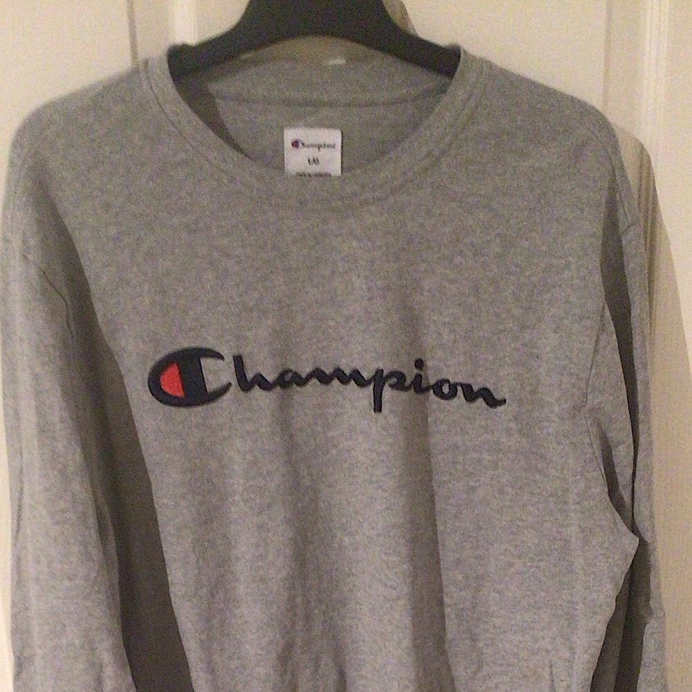 Champion Gray and Blue Crewneck Sweater